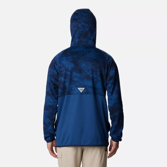 NWT Mens Small Blue & Black Columbia PFG™ Super Terminal Fleece Pullover Hoodie - Picture 2 of 11